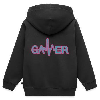 gamer - Kinder Premium Organic Zip Hoodie - Schwarz - Hinten - AI Model Kid Male (0cm)