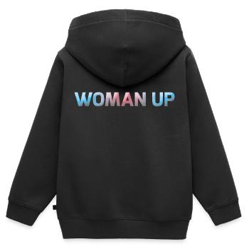 Woman Up - Kinder Premium Organic Zip Hoodie - Schwarz - Hinten - AI Model Kid Male (0cm)