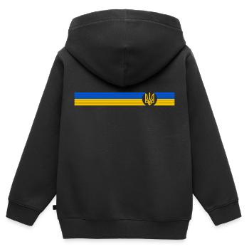 UKRAINE Sportlich - Kinder Premium Organic Zip Hoodie - Schwarz - Hinten - AI Model Kid Male (0cm)