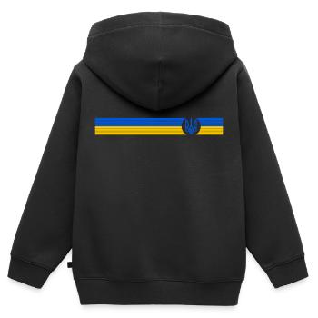 UKRAINE Sportlich - Kinder Premium Organic Zip Hoodie - Schwarz - Hinten - AI Model Kid Male (0cm)
