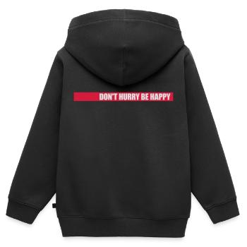 Ne vous dépêchez pas d’être heureux - Sweat Premium à capuche zippé enfant bio - noir - Dos - AI Model Kid Male (0cm)