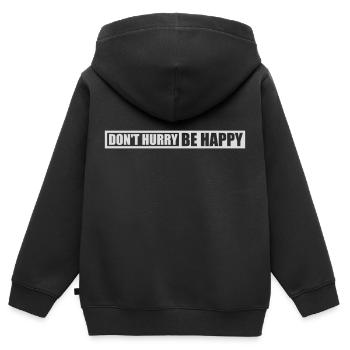 Ne vous dépêchez pas d’être heureux - Sweat Premium à capuche zippé enfant bio - noir - Dos - AI Model Kid Male (0cm)