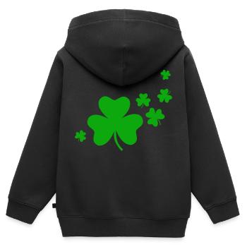 Feuille de trèfles - Sweat Premium à capuche zippé enfant bio - noir - Dos - AI Model Kid Male (0cm)