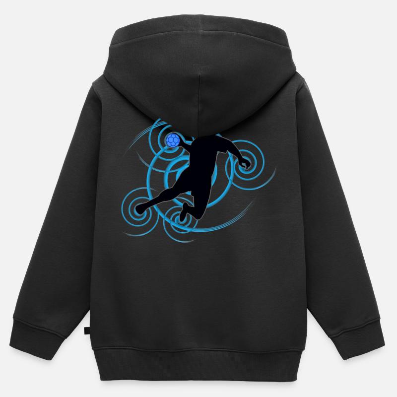 conception de Handball (vertèbres) 01 - Sweat Premium à capuche zippé enfant bio - noir