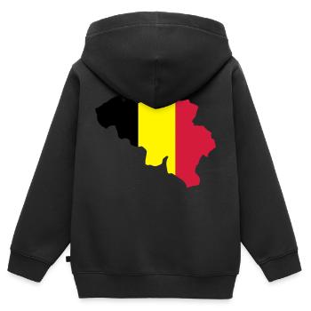 Belgien - Kinder Premium Organic Zip Hoodie - Schwarz - Hinten - AI Model Kid Male (0cm)