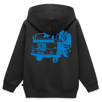 W50 Pritsche IFA LKW - Kinder Premium Organic Zip Hoodie - Schwarz - Hinten - AI Model Kid Male (0cm)