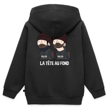 La tête au fond ! - Sweat Premium à capuche zippé enfant bio - noir - Dos - AI Model Kid Male (0cm)