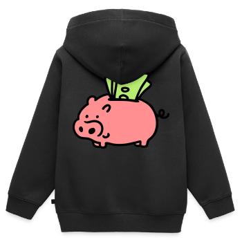 Tirelire - notes 3 - Sweat Premium à capuche zippé enfant bio - noir - Dos - AI Model Kid Male (0cm)