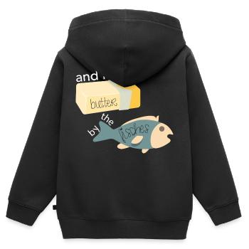 Butter bei die Fische - Kinder Premium Organic Zip Hoodie - Schwarz - Hinten - AI Model Kid Male (0cm)