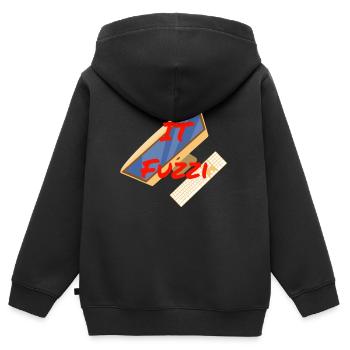 IT floue - Sweat Premium à capuche zippé enfant bio - noir - Dos - AI Model Kid Male (0cm)
