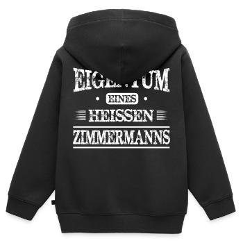 Zimmermann - Kinder Premium Organic Zip Hoodie - Schwarz - Hinten - AI Model Kid Male (0cm)