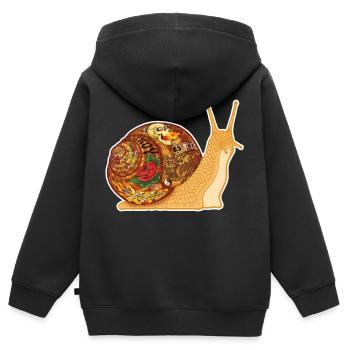 Snail Tattoo - white contour - Sweat Premium à capuche zippé enfant bio - noir - Dos - AI Model Kid Male (0cm)