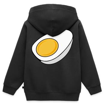 Ei gekocht zur Hälfte geteilt - Kinder Premium Organic Zip Hoodie - Schwarz - Hinten - AI Model Kid Male (0cm)