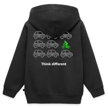 Fahrradfahren - Kinder Premium Organic Zip Hoodie - Schwarz - Hinten - AI Model Kid Male (0cm)