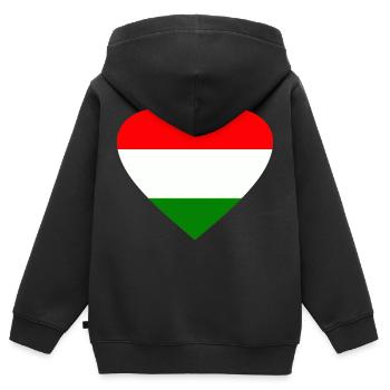 Ungarn - Kinder Premium Organic Zip Hoodie - Schwarz - Hinten - AI Model Kid Male (0cm)