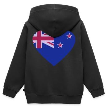 Neuseeland - Kinder Premium Organic Zip Hoodie - Schwarz - Hinten - AI Model Kid Male (0cm)