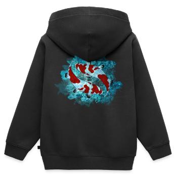 Koi - Kinder Premium Organic Zip Hoodie - Schwarz - Hinten - AI Model Kid Male (0cm)