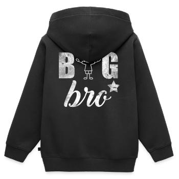 Big Brother Big Bro cadeau frères et sœurs - Sweat Premium à capuche zippé enfant bio - noir - Dos - AI Model Kid Male (0cm)