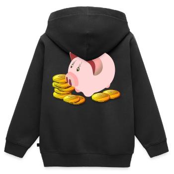 Sparschwein - Kinder Premium Organic Zip Hoodie - Schwarz - Hinten - AI Model Kid Male (0cm)