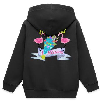 Einschulung Flamingo Schultüte 1 Klasse Schule - Kinder Premium Organic Zip Hoodie - Schwarz - Hinten - AI Model Kid Male (0cm)