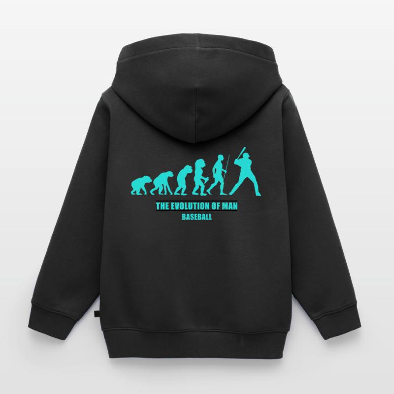 Evolution man baseball Kids Premium Organic Zip-up Hoodie
