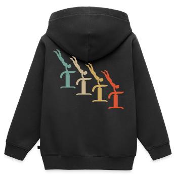 Retro Vintage Style Gymnastik Turnen Akrobatik - Kinder Premium Organic Zip Hoodie - Schwarz - Hinten - AI Model Kid Male (0cm)