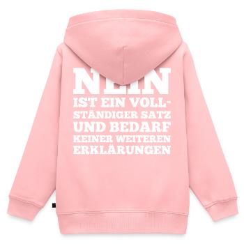 Spruch: Nein ist ein vollständiger Satz - Kinder Premium Organic Zip Hoodie - Rosa - Hinten - AI Model Kid Female (0cm)