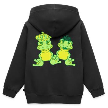 prinz koenig froschkoenig paar paerchen liebe verl - Kinder Premium Organic Zip Hoodie - Schwarz - Hinten - AI Model Kid Male (0cm)