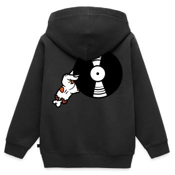 dj vinyl platte club musik auflegen disko party fe - Kinder Premium Organic Zip Hoodie - Schwarz - Hinten - AI Model Kid Male (0cm)