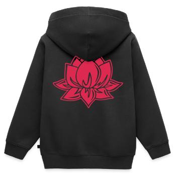Lotus, Buddha, Mediation, Erleuchtung, Yoga, Om - Sweat Premium à capuche zippé enfant bio - noir - Dos - AI Model Kid Male (0cm)