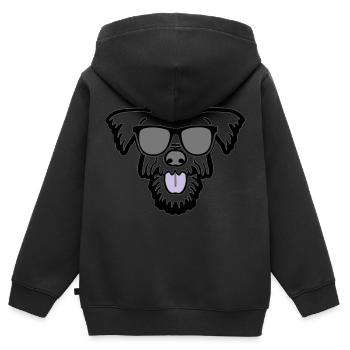 chien frais dans les vacances d'été - Sweat Premium à capuche zippé enfant bio - noir - Dos - AI Model Kid Male (0cm)