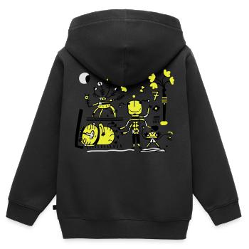 univers - Sweat Premium à capuche zippé enfant bio - noir - Dos - AI Model Kid Male (0cm)