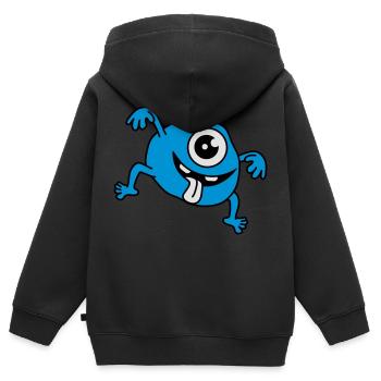 Funny Monster - Sweat Premium à capuche zippé enfant bio - noir - Dos - AI Model Kid Male (0cm)