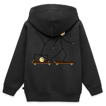 Skateboard Fun - Sweat Premium à capuche zippé enfant bio - noir - Dos - AI Model Kid Male (0cm)