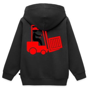 A forklift transporting a box - Kids Premium Organic Zip-up Hoodie - black - Back - AI Model Kid Male (0cm)