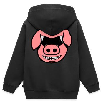 Porc frais - Sweat Premium à capuche zippé enfant bio - noir - Dos - AI Model Kid Male (0cm)
