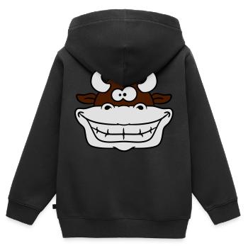 Crazy grinning cow - Kids Premium Organic Zip-up Hoodie - black - Back - AI Model Kid Male (0cm)