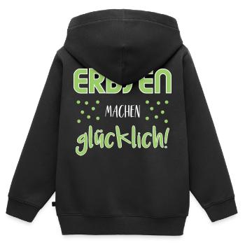 Lustiger Spruch - Erbsen machen glücklich - Kinder Premium Organic Zip Hoodie - Schwarz - Hinten - AI Model Kid Male (0cm)