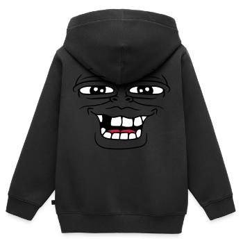 frosch monster gesicht lustig haesslich grinsen za - Kinder Premium Organic Zip Hoodie - Schwarz - Hinten - AI Model Kid Male (0cm)