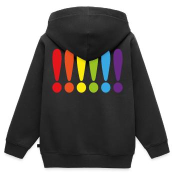 MARQUE D'EXCLAMATION RAINBOW - Sweat Premium à capuche zippé enfant bio - noir - Dos - AI Model Kid Male (0cm)