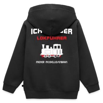 Lokführer Modelleisenbahn - Kinder Premium Organic Zip Hoodie - Schwarz - Hinten - AI Model Kid Male (0cm)