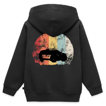 Polizei Vintage Auto Streifenwagen - Kinder Premium Organic Zip Hoodie - Schwarz - Hinten - AI Model Kid Male (0cm)