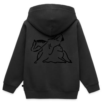 Sliding Stop Slider - Kinder Premium Organic Zip Hoodie - Schwarz - Hinten - AI Model Kid Male (0cm)