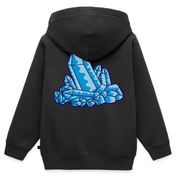Cristal gemme bleu - Sweat Premium à capuche zippé enfant bio - noir - Dos - AI Model Kid Male (0cm)