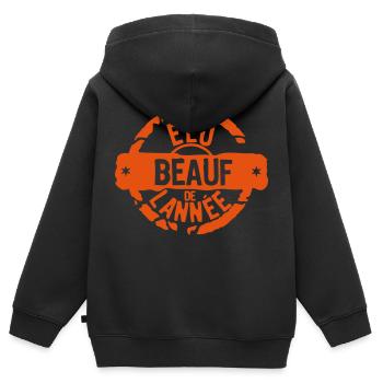 beauf elu annee tampon meilleurs - Sweat Premium à capuche zippé enfant bio - noir - Dos - AI Model Kid Male (0cm)