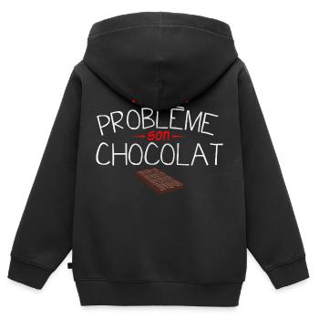 probleme chocolat humour tablette citation drole - Sweat Premium à capuche zippé enfant bio - noir - Dos - AI Model Kid Male (0cm)