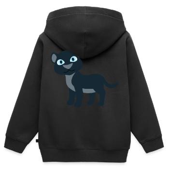 Panthère - Sweat Premium à capuche zippé enfant bio - noir - Dos - AI Model Kid Male (0cm)