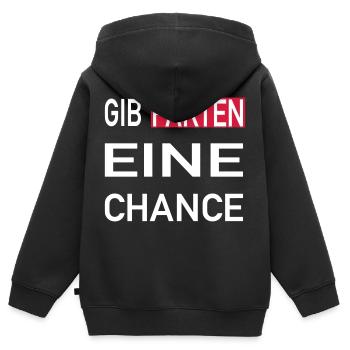 Gib Fakten eine Chance - Kinder Premium Organic Zip Hoodie - Schwarz - Hinten - AI Model Kid Male (0cm)
