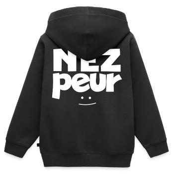 nez peur - Sweat Premium à capuche zippé enfant bio - noir - Dos - AI Model Kid Male (0cm)