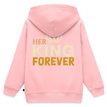 Her King forever - Kinder Premium Organic Zip Hoodie - Rosa - Hinten - AI Model Kid Female (0cm)